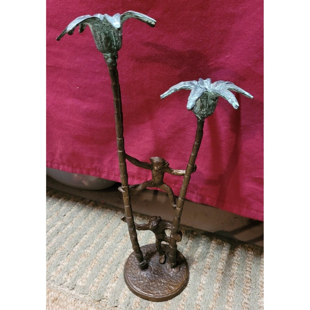 Andrea By Sadek Monkeys Climbing Palm Trees Candleholder